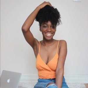 Women's V-neck Spaghetti Strap Top in Orange